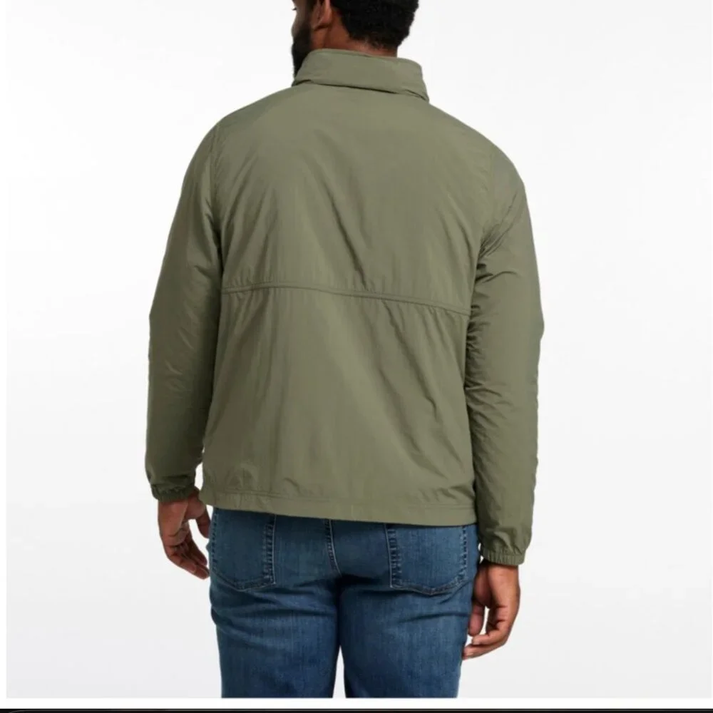 L.L. Bean Men's Light and Airy Anorak Windbreaker, Sage/Navy, Medium, EUC